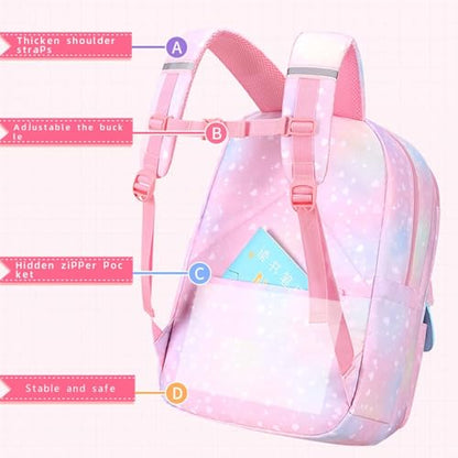 Kids Backpack for Girls.Girls Backpack,School Bag for Kids.GirlsTeens Middle Student,Kawaii Children's Book Bag pink - color: Pink Rainbow