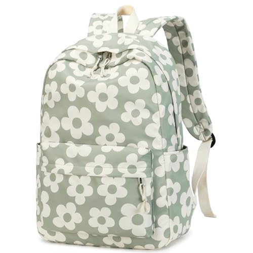 Bluboon School Backpack for Teen Girls Women Laptop Backpack College Bookbags Middle School Travel Work Commuter Back Pack - color: Green Grey