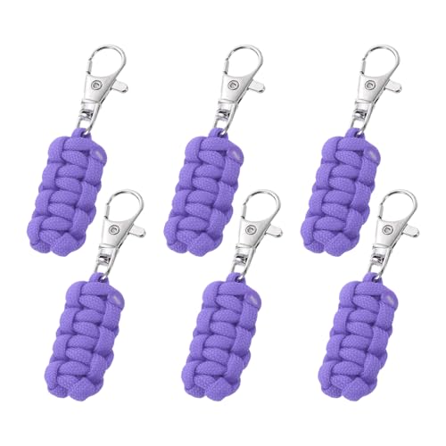YELARXI Paracord Zipper Pull Polyester Zipper Pulls Replacement Woven Rope with Metal Clasp, 80 mm Length Fit for Backpacks Clothing Luggage Accessories - Cylinder (6 Pack, Purple) - color: Purple