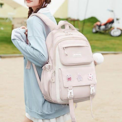 School Backpacks for Girls, Middle Schoolbag Elementary Student Bookbag, Large Casual School Daypacks for Teens Girls (White) - color: White