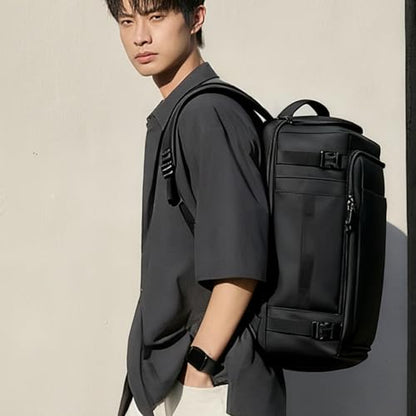 Carry On Travel Backpack Waterproof with Shoe Compartment Flight Approved Laptop Backpack Expandable Business Work Backpack for Women Men Casual Daypack, Black Film - color: Black Film, style: A
