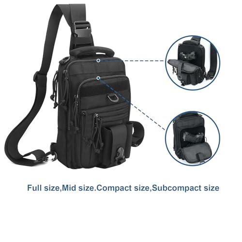 DegeTMVe Dual Pistol Holster Chest Bag Concealed Carry Sling Crossbody Tactical Gun Convertible Backpack Shooting Hunting - color: Black