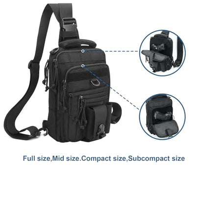 DegeTMVe Dual Pistol Holster Chest Bag Concealed Carry Sling Crossbody Tactical Gun Convertible Backpack Shooting Hunting - color: Black