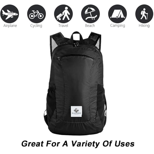 Small Backpack 18L Lightweight Packable Backpack for Travel, Airplane Travel Hiking Daypack(Black) - color: Black