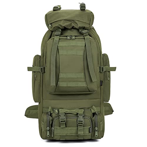 100L Camping Hiking Backpack,Molle military Tactical rucksack backpack,Waterproof Lightweight Hiking Backpack - color: Armygreen
