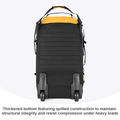 85L 29“ Foldable Rolling Backpack with Wheels, Soft-side Travel Duffle Bag with Separate Shoe Compartment, Full Quilted Bottom, Yellow - color: Yellow