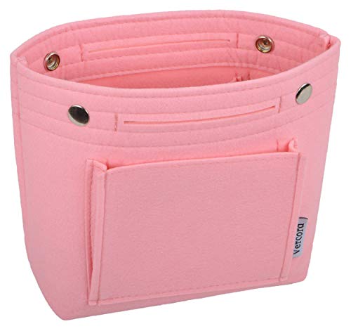 Vercord Mini Slim Small Felt Purse Organizer Insert Inside Handbag Tote Pocketbook for Women Pink - color: A-Mini-Pink