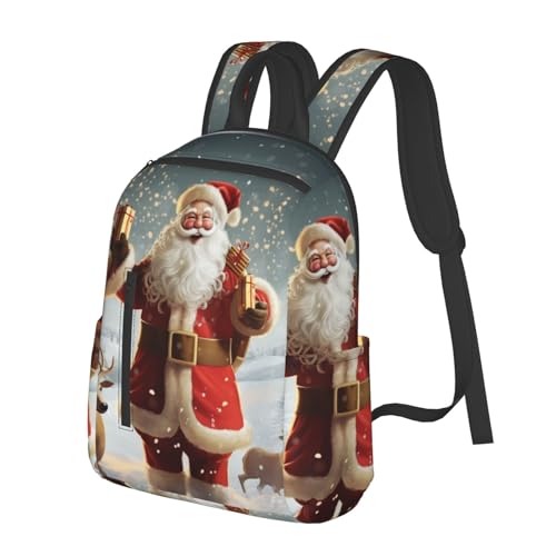 Travel Backpack for Women Men Christmas Santa Claus Daypack 15 inch Lightweight Computer Bag Casual Back Pack - color: Christmas Santa Claus