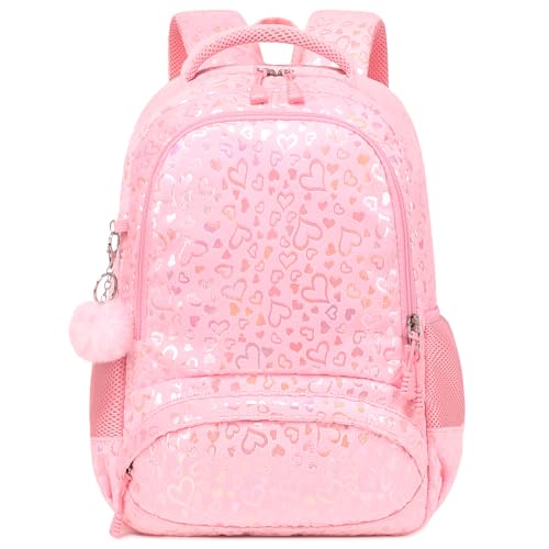 Meisohua School Backpack for Girls Large Fluffy Bookbag for Kids Teens School Bags for Girl Primary Middle School Casual Daypack - color: Furry Heart Pink