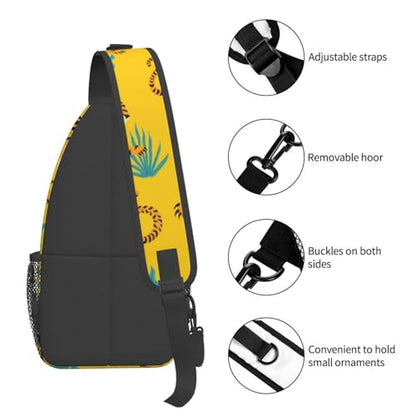Yellow Angry Tiger Outdoor Crossbody Shoulder Bag For Unisex Young Adult Hiking Bicycling - color: 20