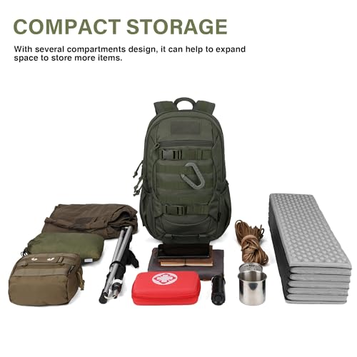 Mardingtop Small Tactical Molle Backpack for Men, 18L EDC Motorcycle Backpack,Hiking Daypack - color: Range Green