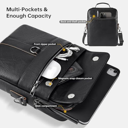 13 Inch Laptop Leather Sleeve for 2026-2022 MacBook Air 13 M5 M4 M3 M2 A3449 A3240 A3113 A2681, 13" MacBook Neo A18, Protective Carrying Bag Shoulder Travel Case with Pockets, Black - color: Black, size: 13 Inch