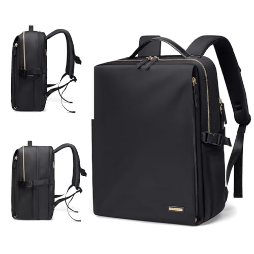 GOLF SUPAGS Stylish Laptop Backpack for Women Airline Approved Perfect for Work College and Travel Multi-Functional Casual Daypack Fits 17.3 Inch Notebook (Black) - color: Black-expandable, size: 17.3-Inch