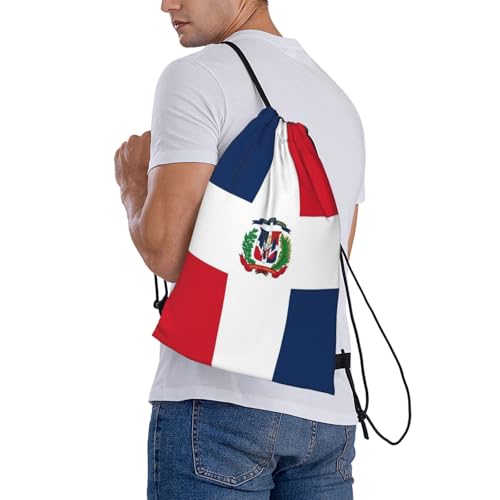 Dominican Republic Flag Drawstring Bag Sport Gym Backpack Beach Travel Sack Draw String Yoga Bag For Men Women - color: Dominican Republic Flag
