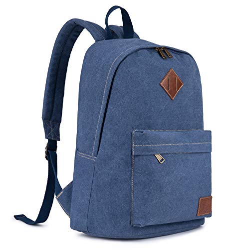 Canvas Laptop Backpack, Durable Rucksack, Travel Bag Fits 15.6 Inch Notebook for Men Women Factory Directly (Blue) - color: Blue
