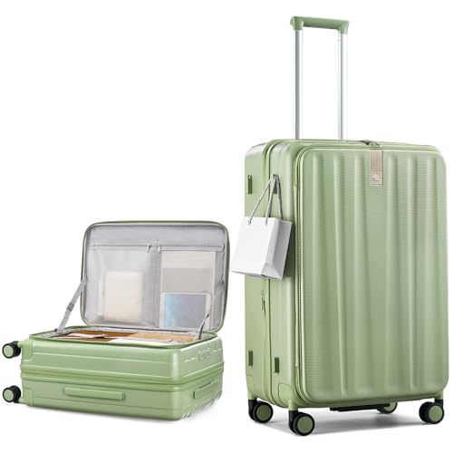 Hanke 26 Inch Expandable Luggage Top Opening Checked Bag Luggage Hard Shell Suitcases with Wheels Lightweight Travel Luggage Heavy Duty Luggage Suitcase with Lock for Woman Men-Bamboo Green - color: Bamboo Green, size: 26 Inch Expandable