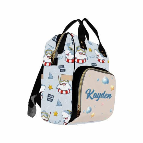Personalized Monogram Nappy Backpack with Thermal Pockets, Large Capacity Waterproof Diaper Bag for Adults Kids, Customized Baby Diaper Bag, Travel Gifts - color: Design-08