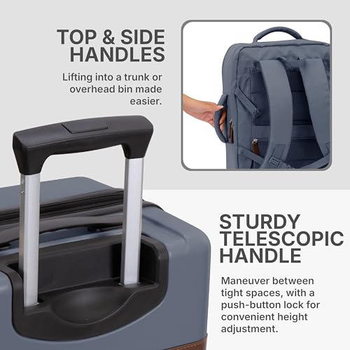 U.S. Traveler Vista Way 3-Piece Travel Set, 21-Inch Carry-on Hardside with TSA Lock, 18-Inch Travel Backpack with Laptop Sleeve, Toiletry Bag, Navy - color: Navy