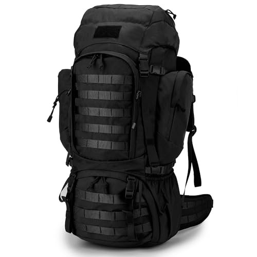 Mardingtop 60L Military Internal Frame Backpack for Hiking,Camping,Hunting,Rucksack Backpack with Rain Cover - color: Black