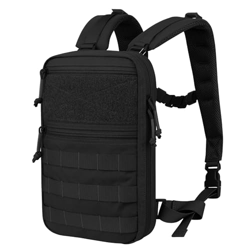 PETAC GEAR Tactical Molle Hydration Pack for 1.5L - Lightweight Water Reservoir Bag for Molle Vest Backpack, for Hiking, Hunting - style: Bk Without Bladder