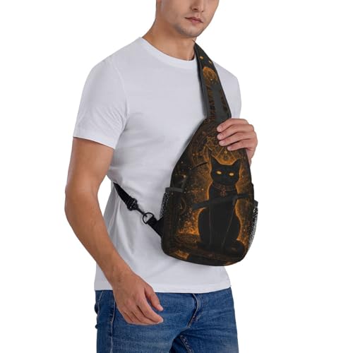 Sling Backpack Unisex Crossbody Chest Bag Shoulder Chest Bag For Women Men Hiking Travel - color: Black Cat
