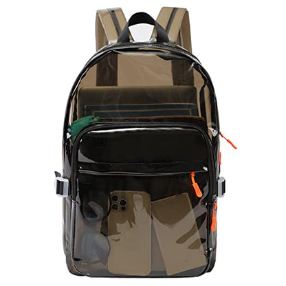 TINYAT Heavy Duty Clear backpack - See Through Transparent Daypack - color: Black