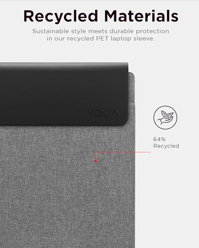 Lenovo Slim Laptop Sleeve 14 Inch Notebook/Tablet - Compatible with MacBook Air/Pro - Eco-Friendly Lightweight Case with Accessory Pocket & Magnetic Closure - Grey - color: Grey, size: 14.5-inch