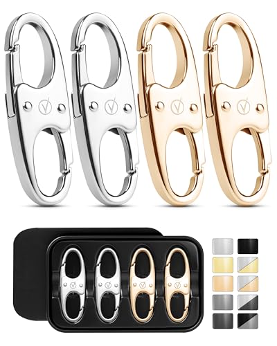 Vantamo Premium 4 Zipper Clips Anti Theft for Backpack, Luggage & Purse, Pull Replacement Zipper Locks, Purse Clip for Travel - color: Champagne Gold & Silver