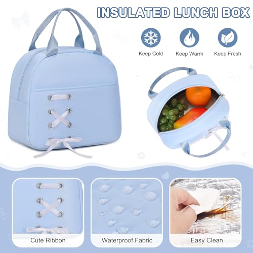 Scothen Backpacks for Girls, Girls Backpack with Lunch Box & Pencil Pouch for Teens Girl Kids Elementary Middle High School College Student Bookbag Daypack Laptop Travel Backpack for Women - color: Blue