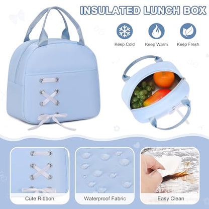 Scothen Backpacks for Girls, Girls Backpack with Lunch Box & Pencil Pouch for Teens Girl Kids Elementary Middle High School College Student Bookbag Daypack Laptop Travel Backpack for Women - color: Blue