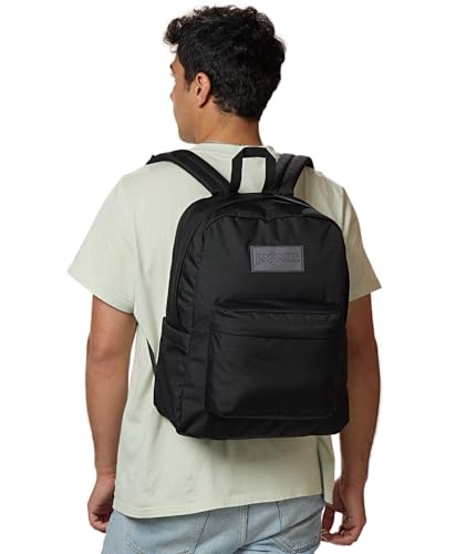 JanSport SuperBreak Plus Backpack with Padded 15-inch Laptop Sleeve and Integrated Bottle Pocket - Spacious and Durable Daypack for Work and Travel - Monochrome Black - color: Monochrome Black