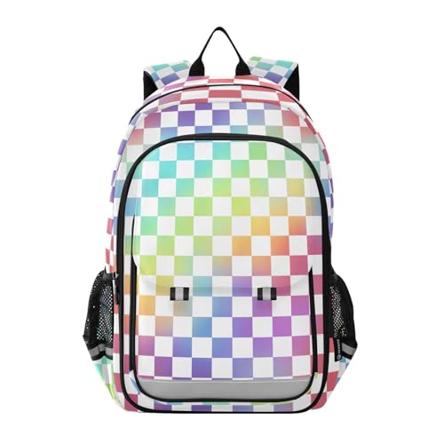 ALAZA Rainbow Checkered Laptop Backpack Purse for Women Men Checker Travel Bag Casual Daypack with Compartment & Multiple Pockets - color: Checkered