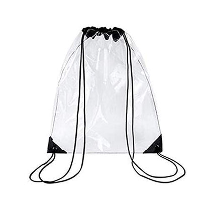 AUONY Clear Drawstring Backpack, Stadium Security Approved Waterproof Clear Drawstring Bag Gym Bag for Stadium, Concert, Sports, Travel