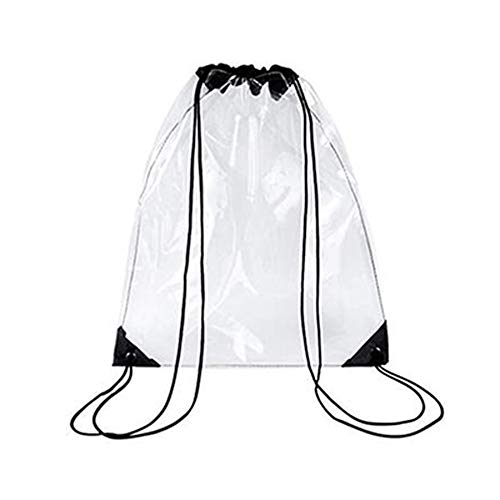 AUONY Clear Drawstring Backpack, Stadium Security Approved Waterproof Clear Drawstring Bag Gym Bag for Stadium, Concert, Sports, Travel