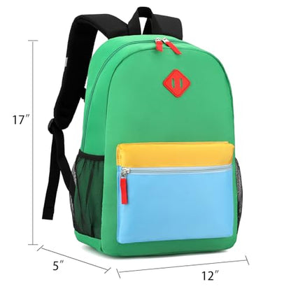 Backpack Set for Girls Boy Kids Backpack with Lunch Box for Elementary Primary Kindergarten School Bag (Green Blue Set, Large) - color: Green Blue