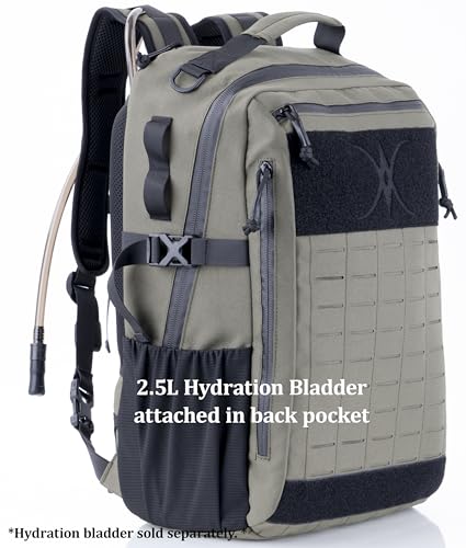Urban Tactical Backpack Laser-Cut MOLLE Daypack Commuter Bag for EDC,Travel,Work,Hiking for Men Women - color: Black