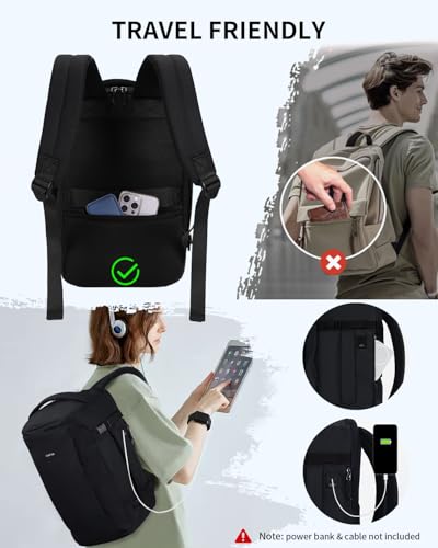 ECOHUB 40L Carry-On Travel Backpack, TSA-Friendly, Anti-Theft Water-Resistant Lightweight with 17.3″ Laptop Compartment, Durable PFAS-Free Rucksack, Black - color: Black
