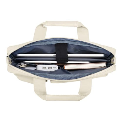 MOSISO Laptop Shoulder Bag 15.6 inch, 15-15.6 inch Computer Bag Compatible with MacBook Pro 16 inch, HP, Dell, Lenovo, Notebook with 2 Raised&1 Flapover&1 Horizontal Pocket&Handle&Belt, Sand - color: Sand, size: 16 inch