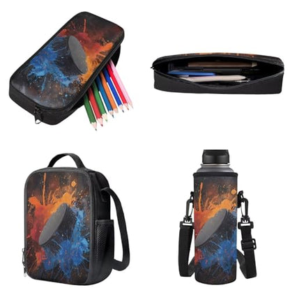 Hockey Splash 4 Piece Set Backpack Set for Child Portable Bookbag Set Elementary School Bag with Shoulder Strap Large Capacity Rucksack for Children - color: Hockey Splash