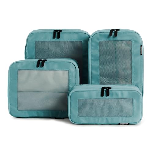 Aerotrunk Compression Packing Cubes for Travel - Luggage Organizer Bags - Double Zipper Packing Cubes for Suitcases (4-Pack, Teal) - color: Teal, size: 4-Pack