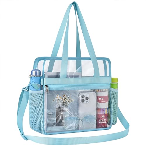 Oraben Clear Tote Bag Clear Bag Stadium Approved 12x6x12 Stadium Bag for Work, Sports Games,Gym - color: Baby Blue, style: One Pocket