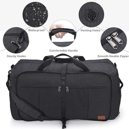 120L Foldable Collapsible Waterproof Travel Duffel Bag for Men and Women with Shoe Compartment - color: Black, size: 120L