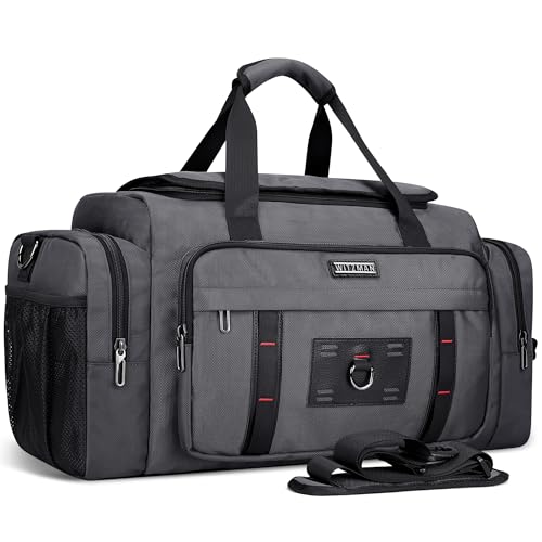 WITZMAN Duffle Bag for Men Large Overnight Carry On Weekender Bag with Shoe Compartment Sports Gym Duffle Bags for Traveling(B719 Silvery Grey) - color: Silvery Grey