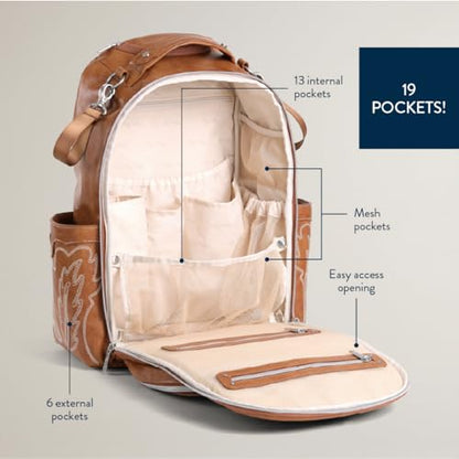 Itzy Ritzy Boss Plus Large Diaper Bag Backpack with 19 Pockets (Saddle) - color: Saddle