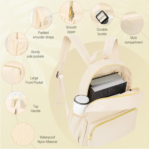 1 Piece Nylon Backpack Kids School Backpack for Toddler Girls Boys Plain Waterproof Preppy Bookbags Travel for Student (Beige) - color: Beige