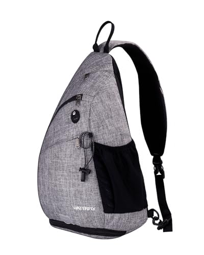 WATERFLY Sling Bag Sling Backpack Small Crossbody Shoulder Bag for Men Women Traveling Cycling Hiking Daypack - color: Hemp Gray