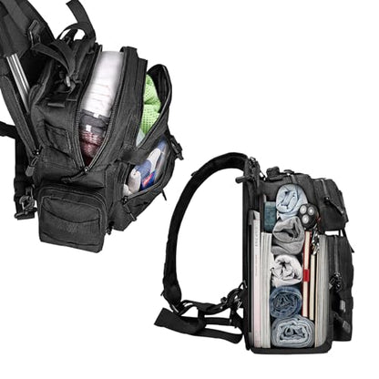 ALVOD Molle Assault Shoulder Bag, Military Crossbody Sling Backpack for Men, Outdoor Hiking Camping Rucksack Sling Bag（Black）