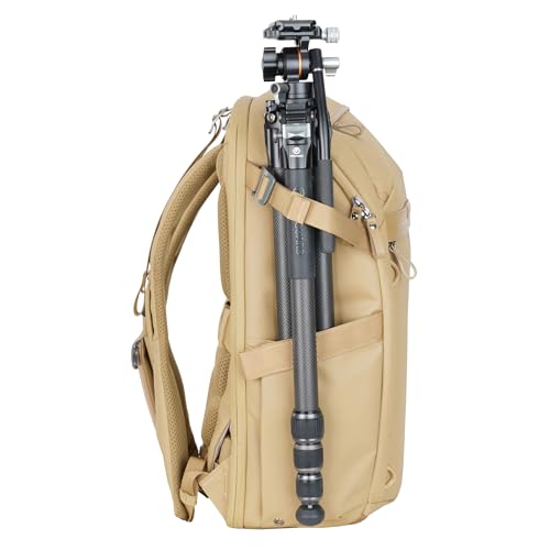VANGUARD VEO Metro B30L Camera & Everyday Backpack (Beige) – Fits 70–200mm Attached, 17" Laptop Storage, Convertible Daypack Design, Travel-Ready Carry-On - color: Beige, size: 30L