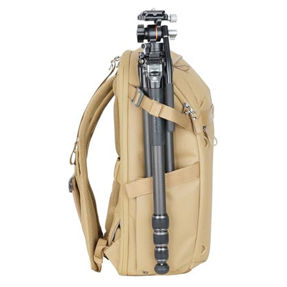VANGUARD VEO Metro B30L Camera & Everyday Backpack (Beige) – Fits 70–200mm Attached, 17" Laptop Storage, Convertible Daypack Design, Travel-Ready Carry-On - color: Beige, size: 30L