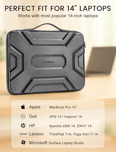 DOMISO 14 inch Laptop Sleeve with Handle, Shockproof & Waterproof EVA Protective Laptop case, Hard Laptop Sleeve for 14" HP Dell Asus Lenovo Laptop, Dark Grey - color: Dark Grey, size: 14 inch